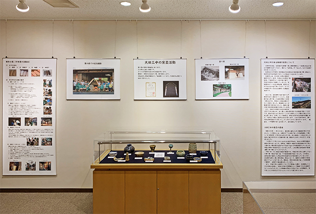 「大田三中の陶芸展」展示スペース