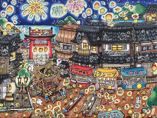 重谷一甫（おもたにはじめ）パラアート＜夏祭り＞